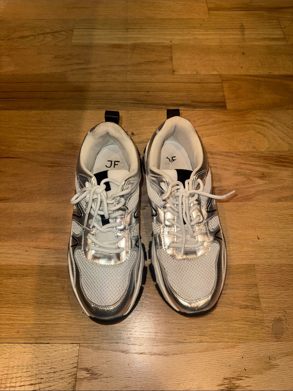 Women's Silver Metallic Lace-Up Athletic Sneakers